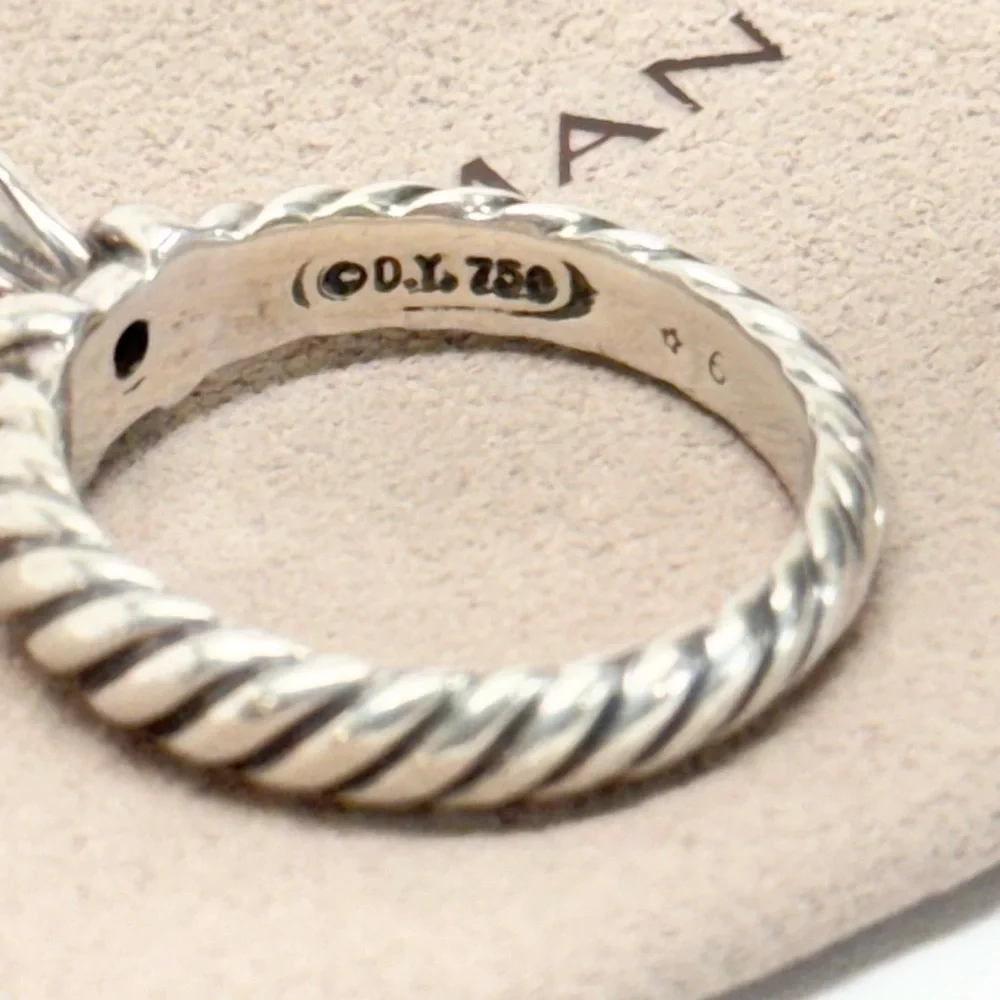 David Yurman .925/18K White Gold Diamond Cable Band Ring - Picture 6 of 8